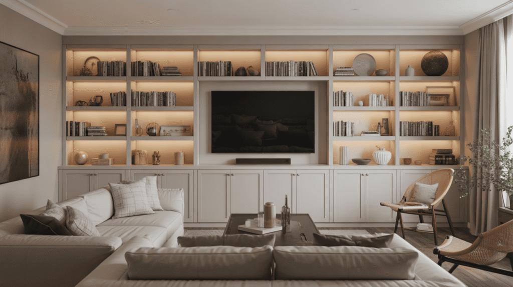 Family Room with Built-In Storage