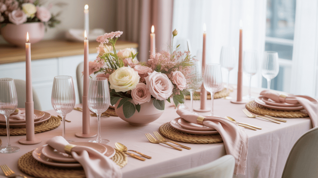 Soft Pink & Blush Elegant Tablescape