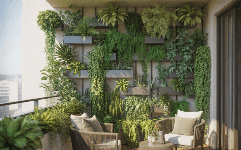 vertical garden wall in balcony