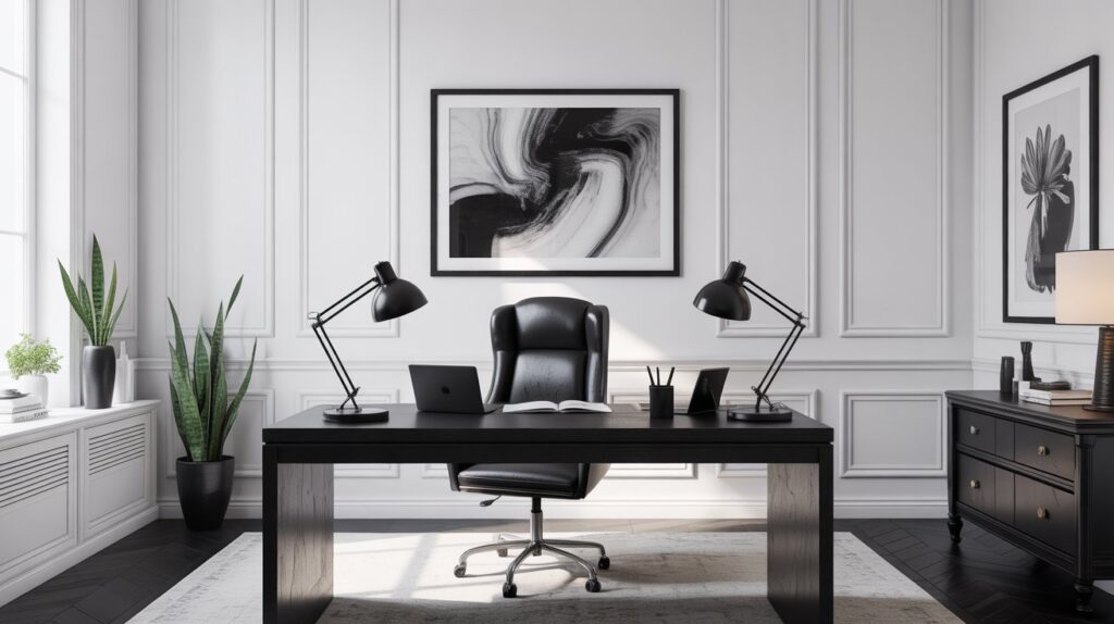 High-Contrast Monochrome Office