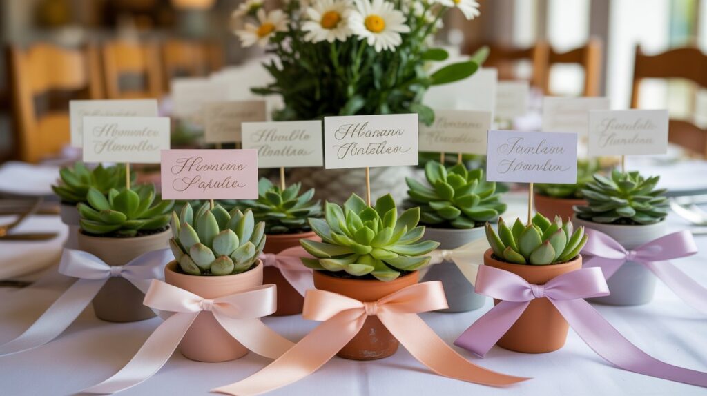 Mini Potted Plants as Place Settings