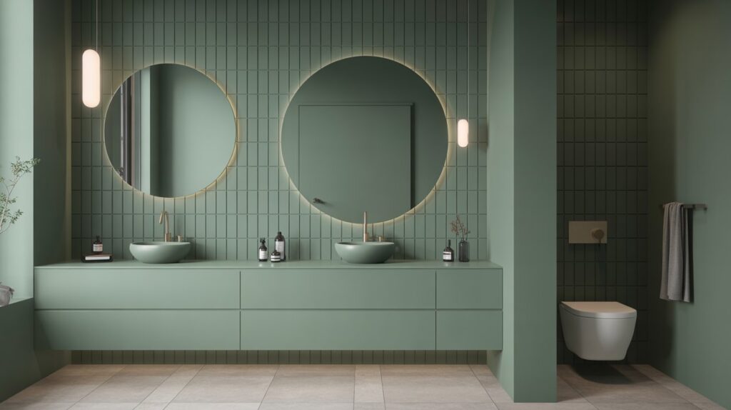 Minimalist Deep Green Bathroom
