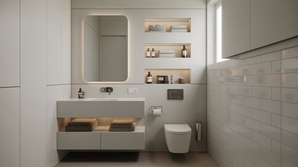 Small Half Bathroom with Smart Storage
