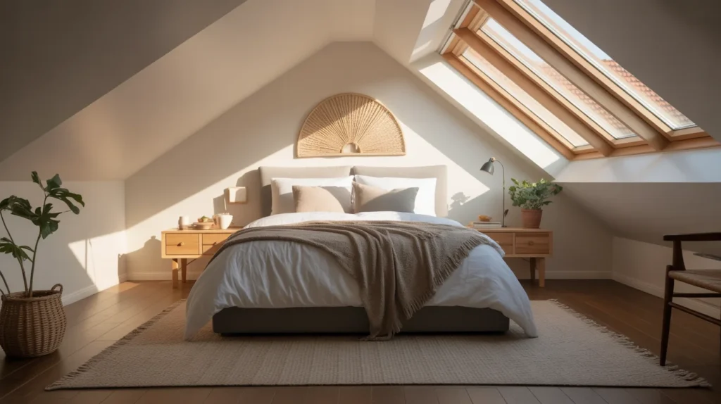 Attic Bedroom with Skylight Windows