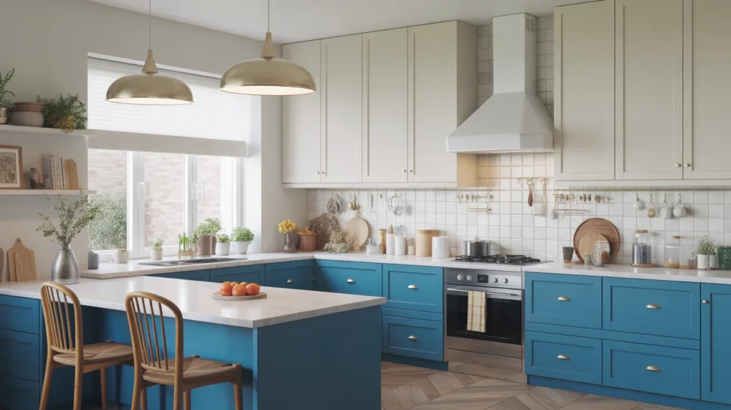 Blue and White Two-Tone Cabinets