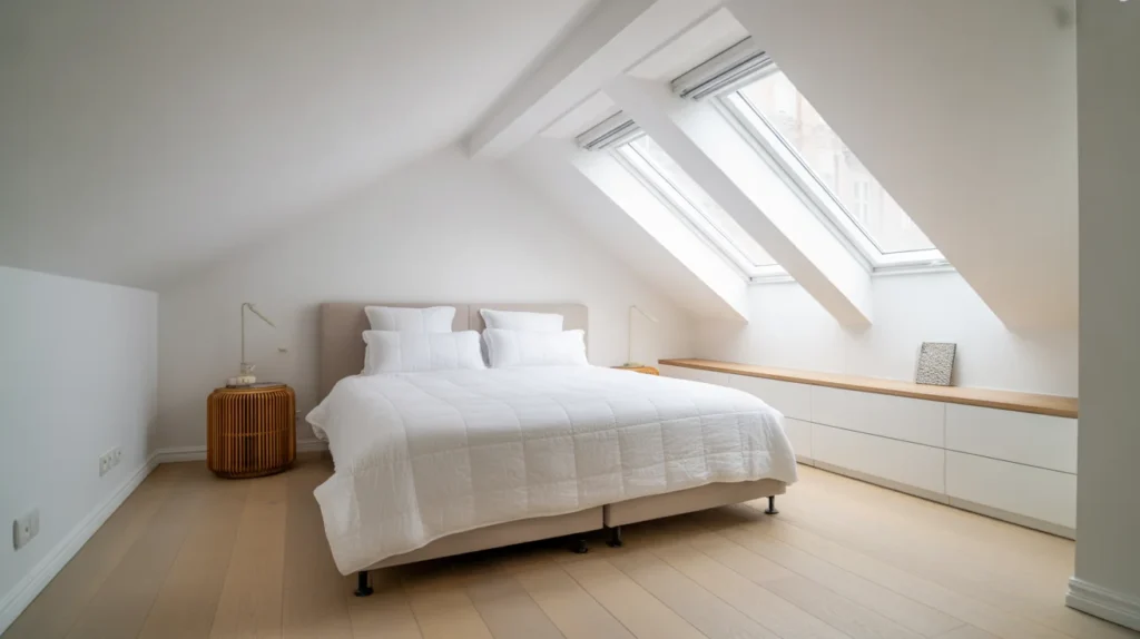 Bright White Attic Bedroom