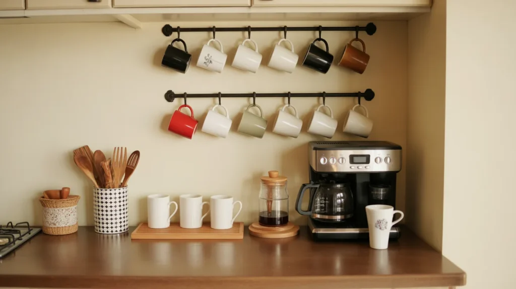 Coffee Station with Mug Rack