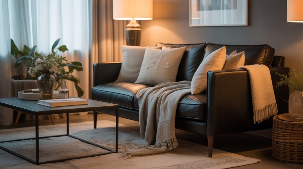 Cozy Black Couch Living Room