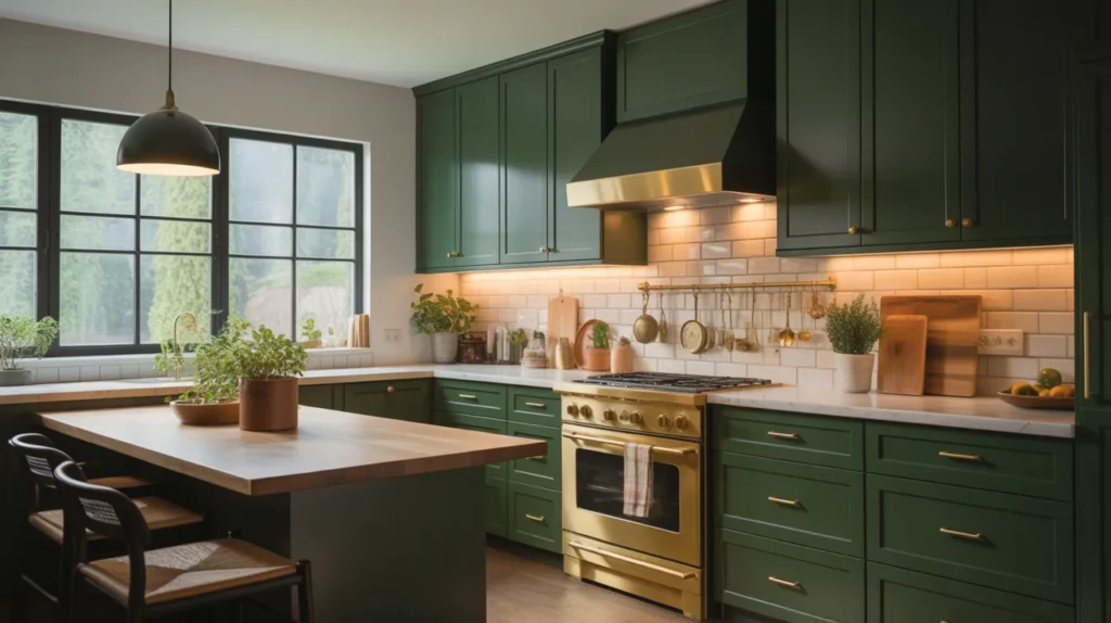 Deep Forest Green Cabinets