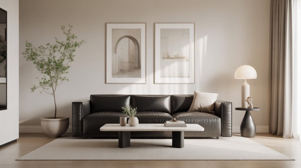 Modern Minimalist Black Couch Living Room
