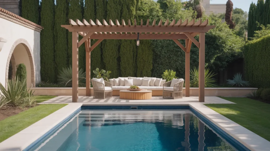 Pool Landscaping with Pergola