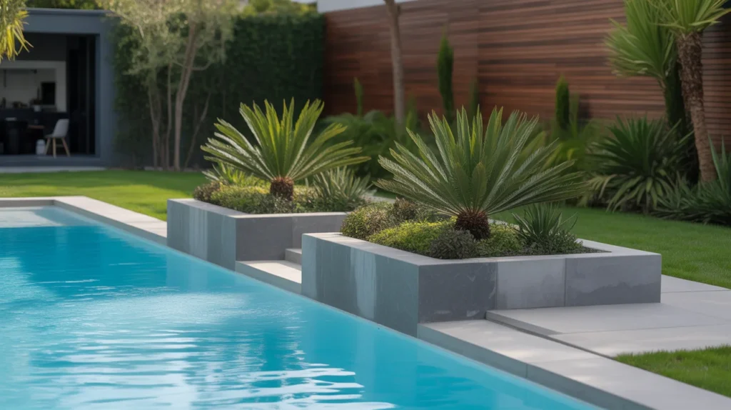 Pool Landscaping with Raised Planters