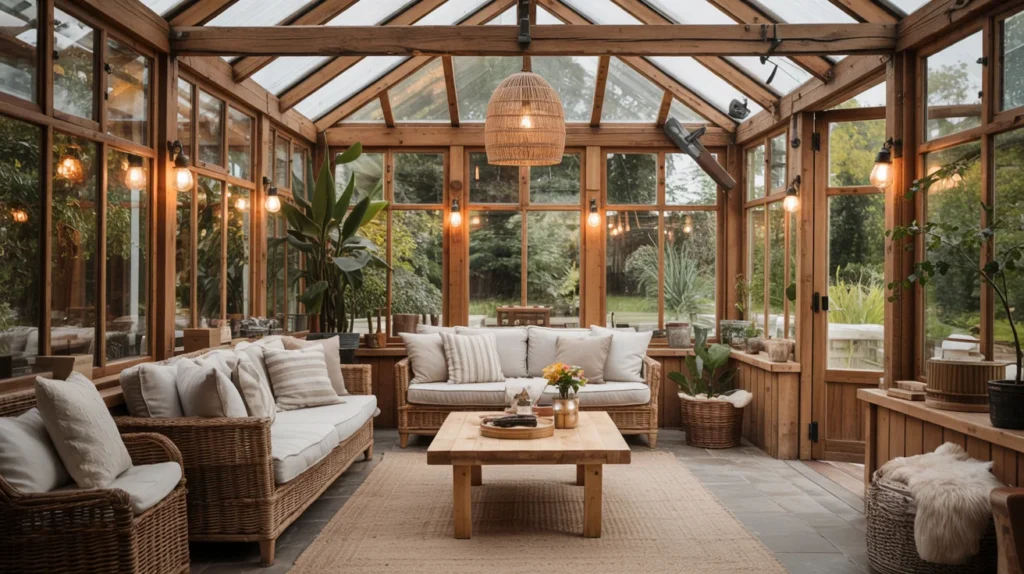 Rustic Conservatory with Natural Materials