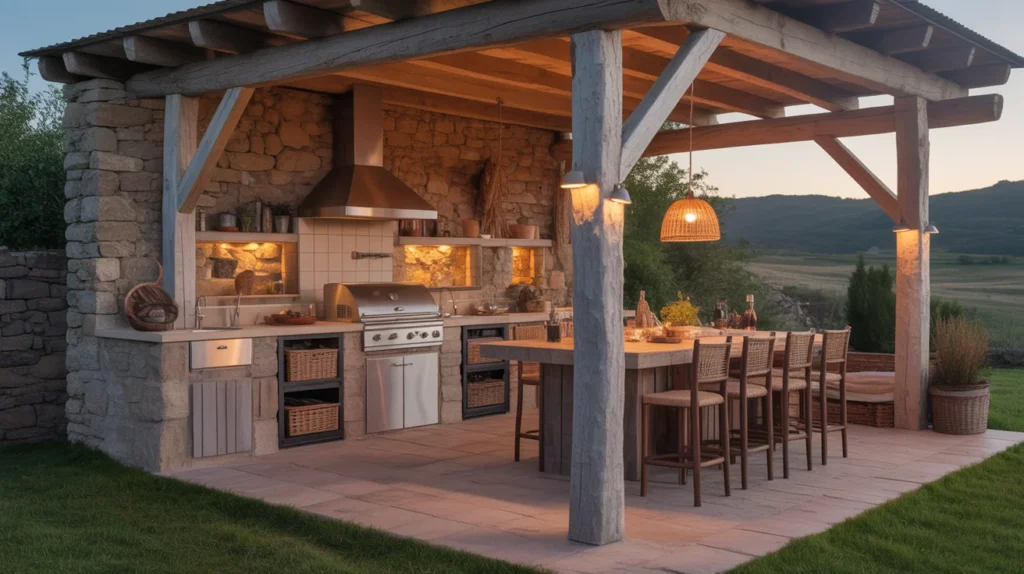 Rustic Stone Outdoor Kitchen