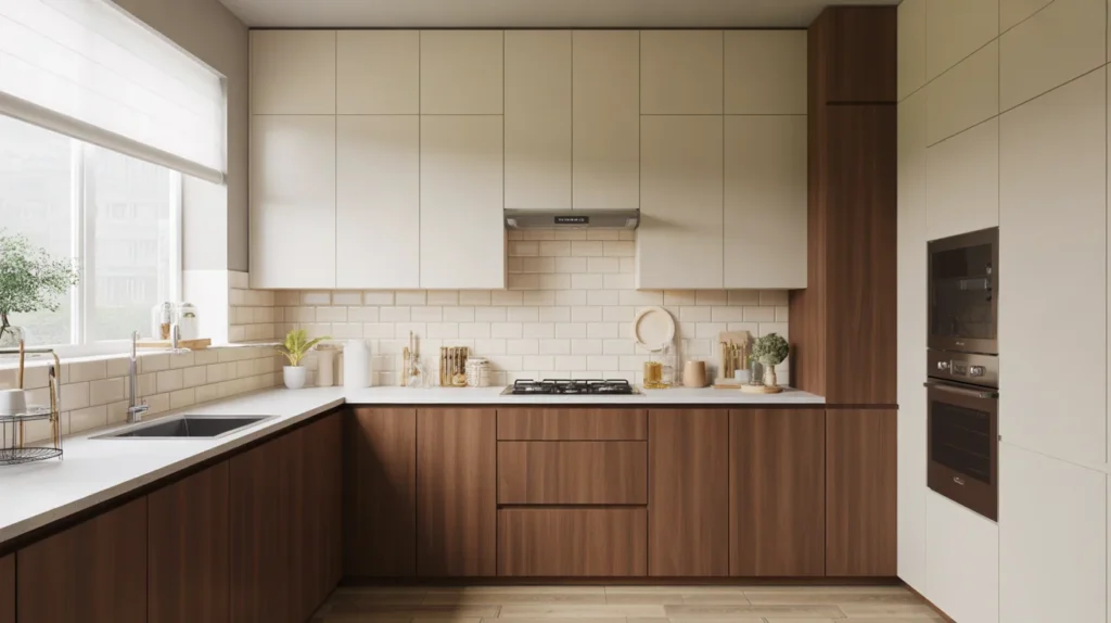 Two-Tone Cabinets (White + Wood)