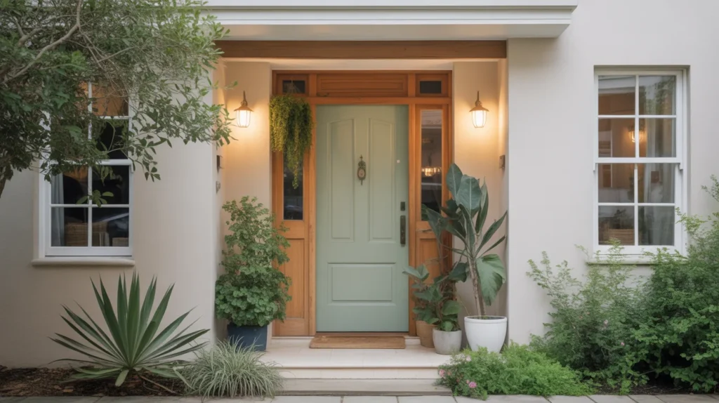 Fresh Sage Green Front Door