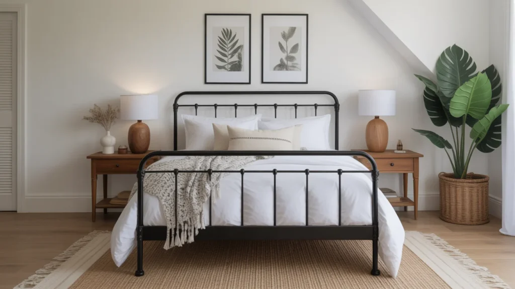 Modern Farmhouse Bedroom with Black Accents