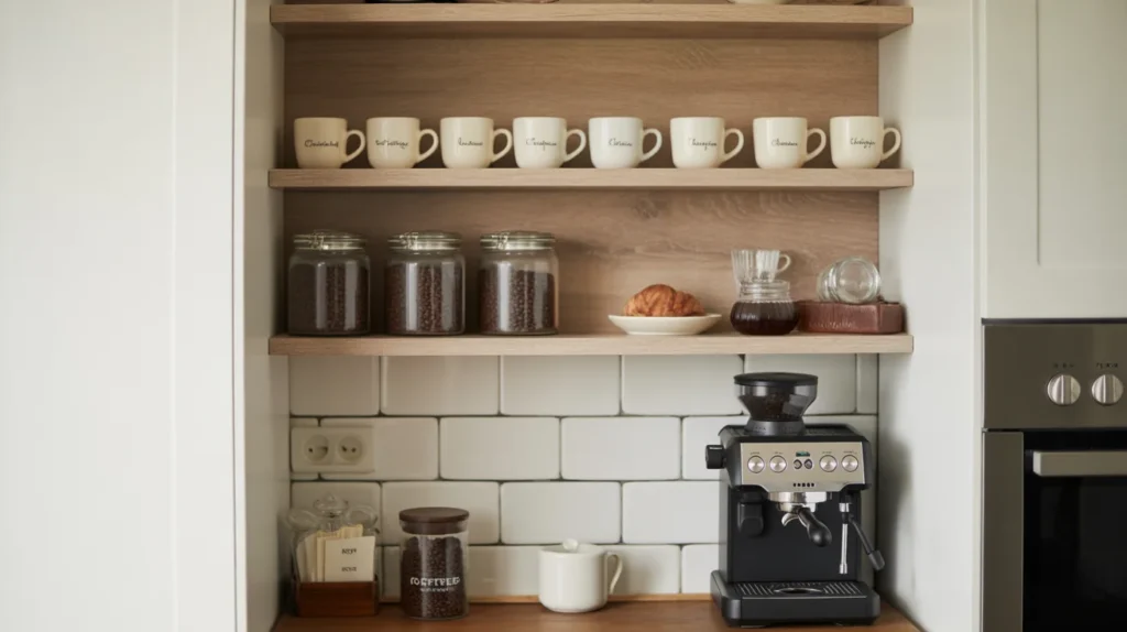  Coffee Station with Floating Shelves